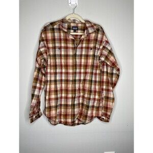 Patagonia Shirt Mens Medium Brown Plaid Organic Cotton Long Sleeve Casual